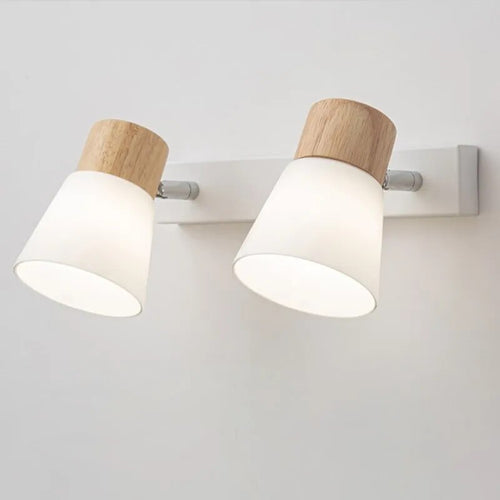 applique led double tête bois verre maison décor luminaire
