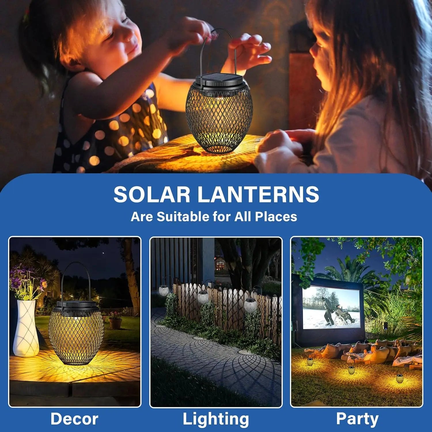 lanterne solaire décorative en métal pour extérieur suspendue - vue 5 sur 7