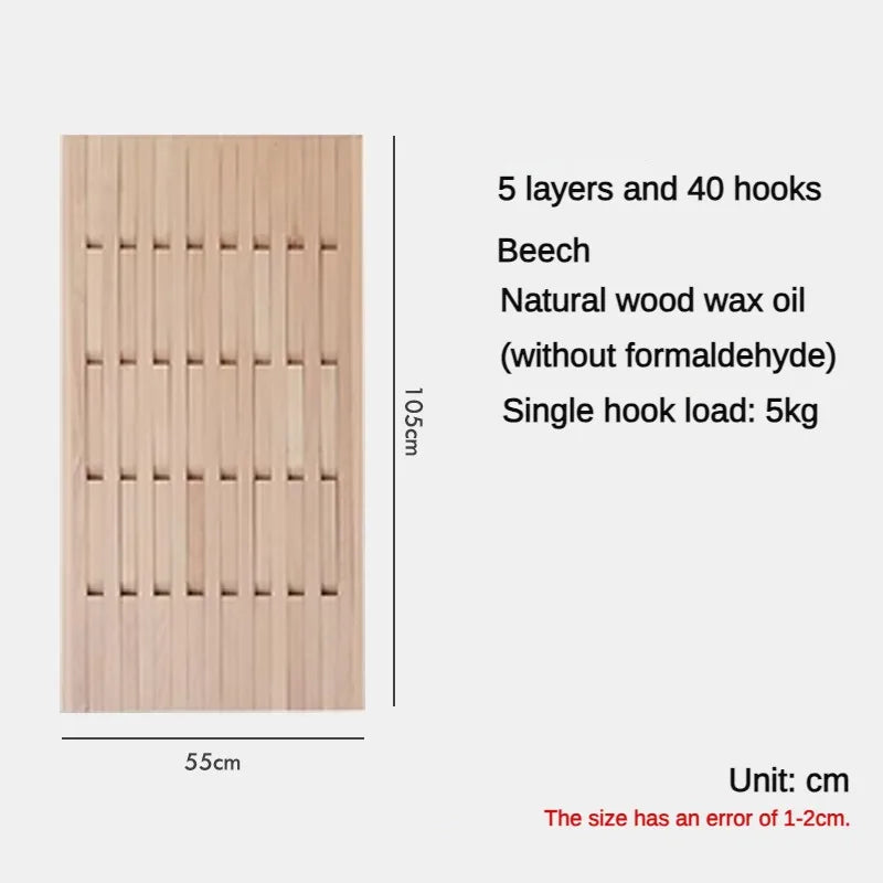porte-manteau mural en bois pour vêtements et clés - vue 7 sur 18