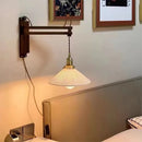 applique murale japonaise en bois rétro avec abat-jour en céramique
