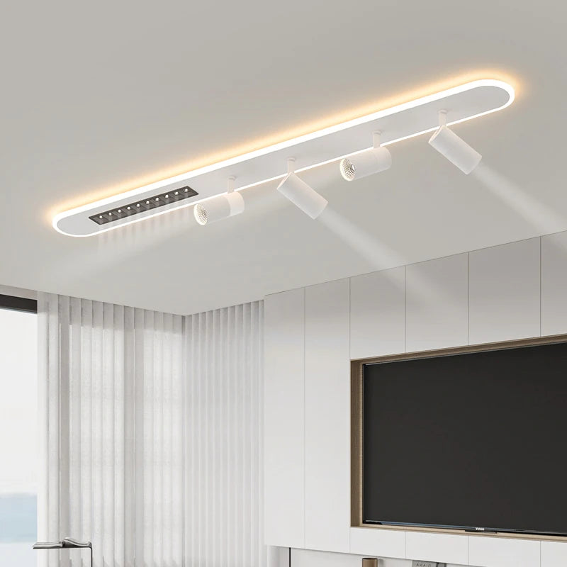 Plafonnier led nordique long pour intérieur avec projecteurs - vue 4 sur 10