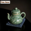 Théière céladon yue kiln dragon phénix relief filtre