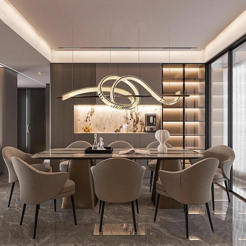 lustre moderne design cristal pour salle à manger éclairage intérieur - vue 4 sur 7