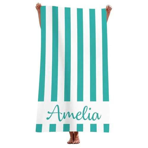 serviette de plage rayée personnalisée microfibre absorbante