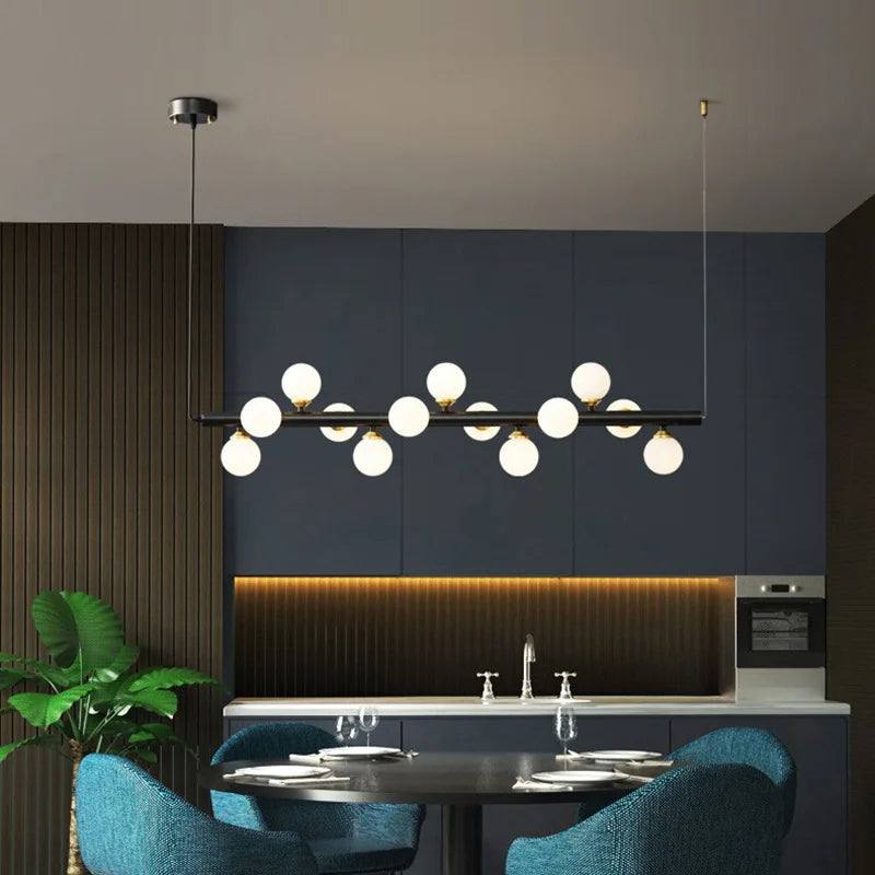 lustre moderne en verre et cuivre avec fil réglable - vue 2 sur 8