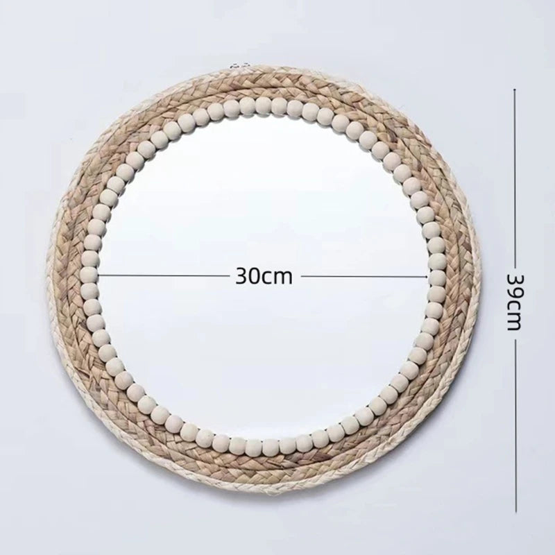 miroir mural rond en rotin style bohème décoration murale élégante - vue 7 sur 6