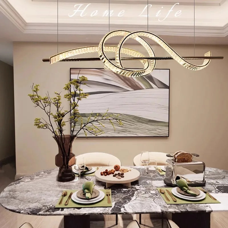 lustre moderne design cristal pour salle à manger éclairage intérieur - vue 6 sur 7