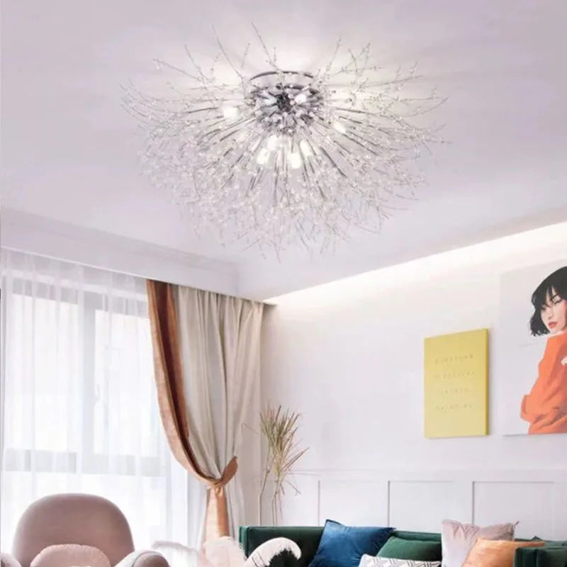 plafonnier nordique en cristal forme pissenlit lustre moderne décoratif - vue 6 sur 14