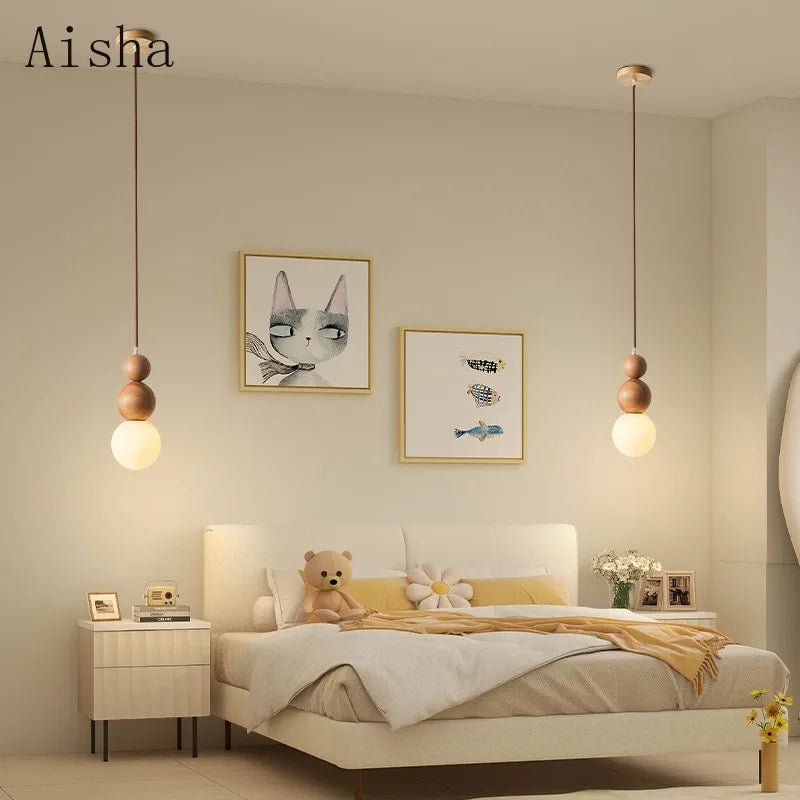 suspension en bois massif japonais style wabi sabi pour intérieur - vue 4 sur 8