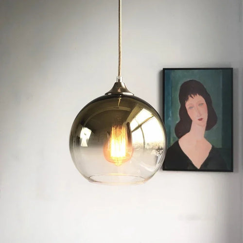 Suspension boule moderne en verre avec lampes à led