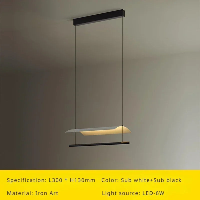 lustre suspendu moderne nordique éclairage design long et simple - vue 10 sur 12