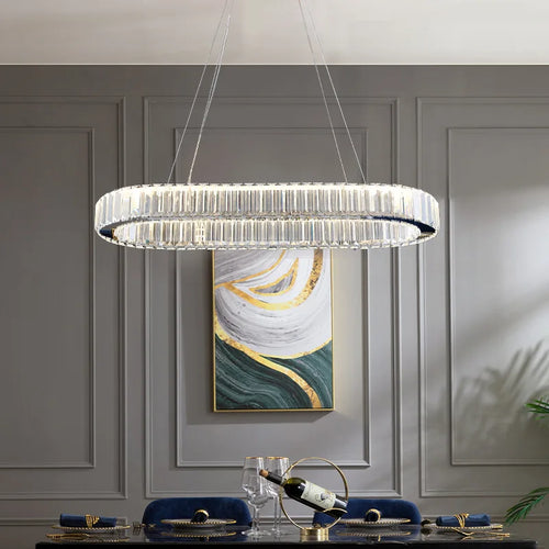 Suspension ovale en cristal de luxe