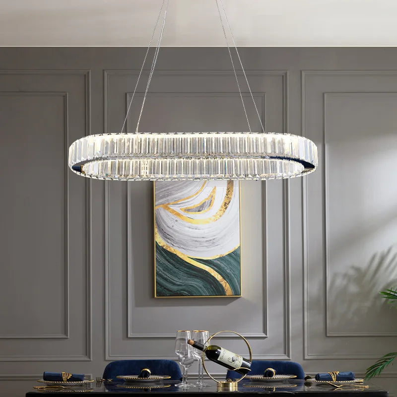 Suspension ovale en cristal de luxe - vue 6 sur 14