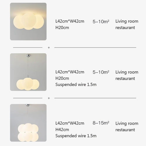 lustre nordique led nuage 4/8 têtes décor bulles luminaires