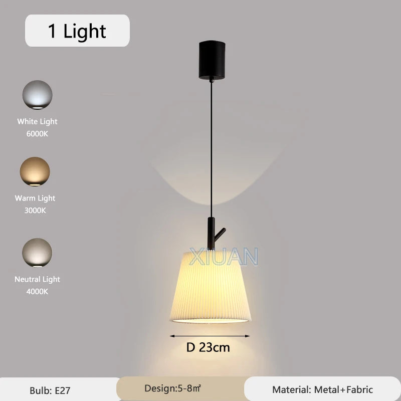 lustre en tissu plissé pour décoration intérieure moderne - vue 8 sur 8