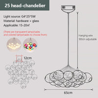 lustre moderne en verre à bulles led pour magasins
