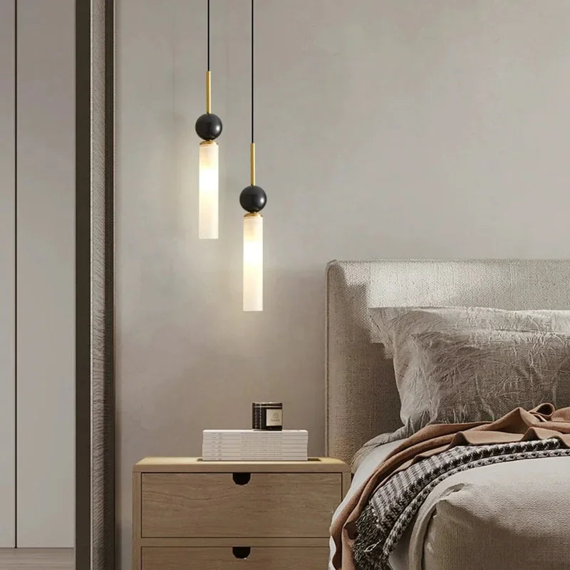 suspension en marbre et cuivre pour éclairage intérieur moderne - vue 4 sur 16