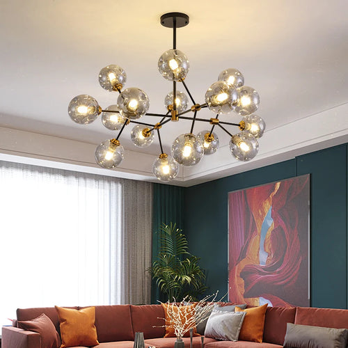 Modern minimalist kitchen, family, bedroom, dining-room, droplight attic luxury glass bubbles molecular droplight - vue 5 sur 9
