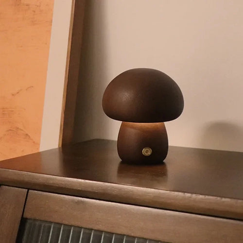 Lampe led champignon veilleuse en bois avec interrupteur tactile - vue 12 sur 11