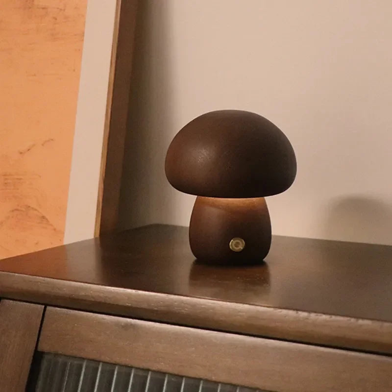 Lampe led champignon veilleuse en bois avec interrupteur tactile - vue 11 sur 11