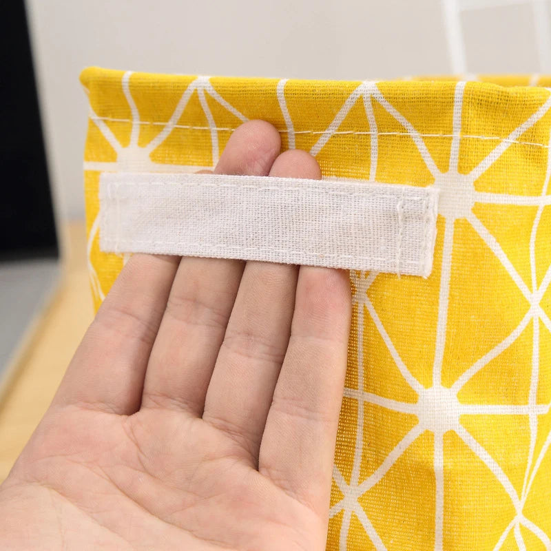 panier de rangement pliable en toile avec poignée coton et lin - vue 5 sur 22