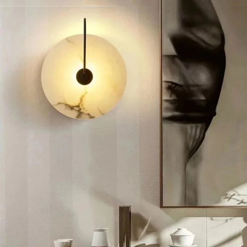 Applique murale LED marbre moderne luxe noir or - vue 5 sur 11
