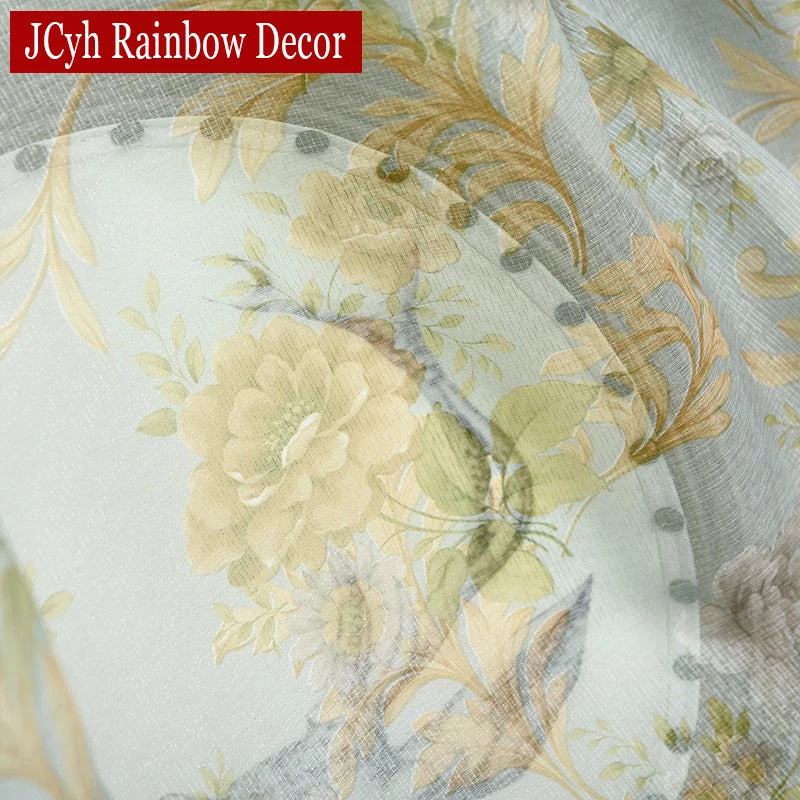 Rideau occultant floral style européen pour salon chambre - vue 6 sur 8