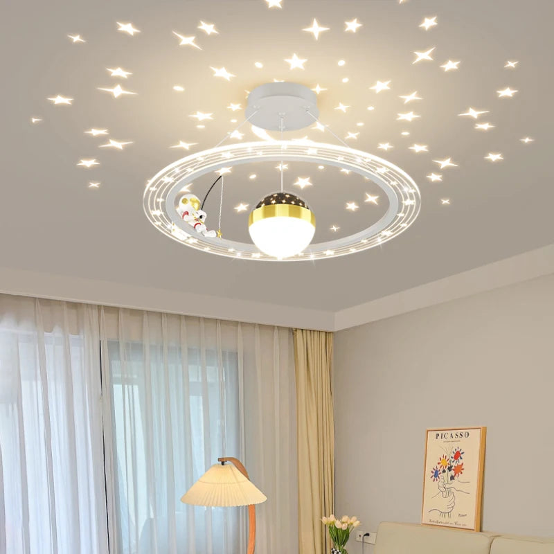 Lustre LED rond d'astronaute à gradation pour chambre d'enfant - vue 4 sur 12