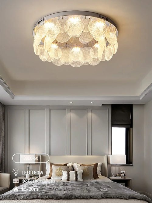 plafonnier rond en verre led luxe moderne - vue 5 sur 10