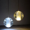 lustre en cristal moderne avec boule tournante led suspendue