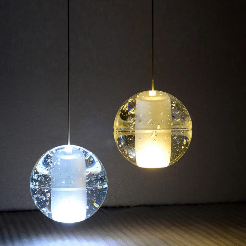 lustre en cristal moderne avec boule tournante led suspendue - vue 4 sur 27