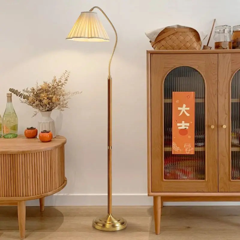 Lampadaire bois massif rétro japonais luxe haut gamme bureau chambre - vue 4 sur 8