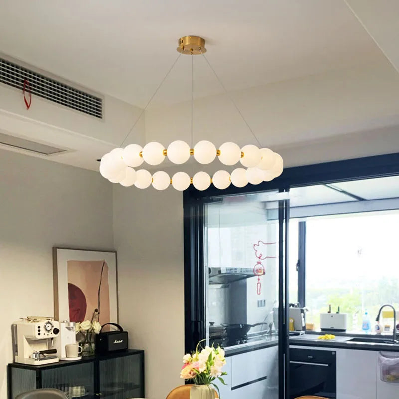 Anneau rond nordique LED lustre de plafond acrylique or pour salle à manger salon Table centrale chambre suspension éclairage décor luminaire - vue 4 sur 19