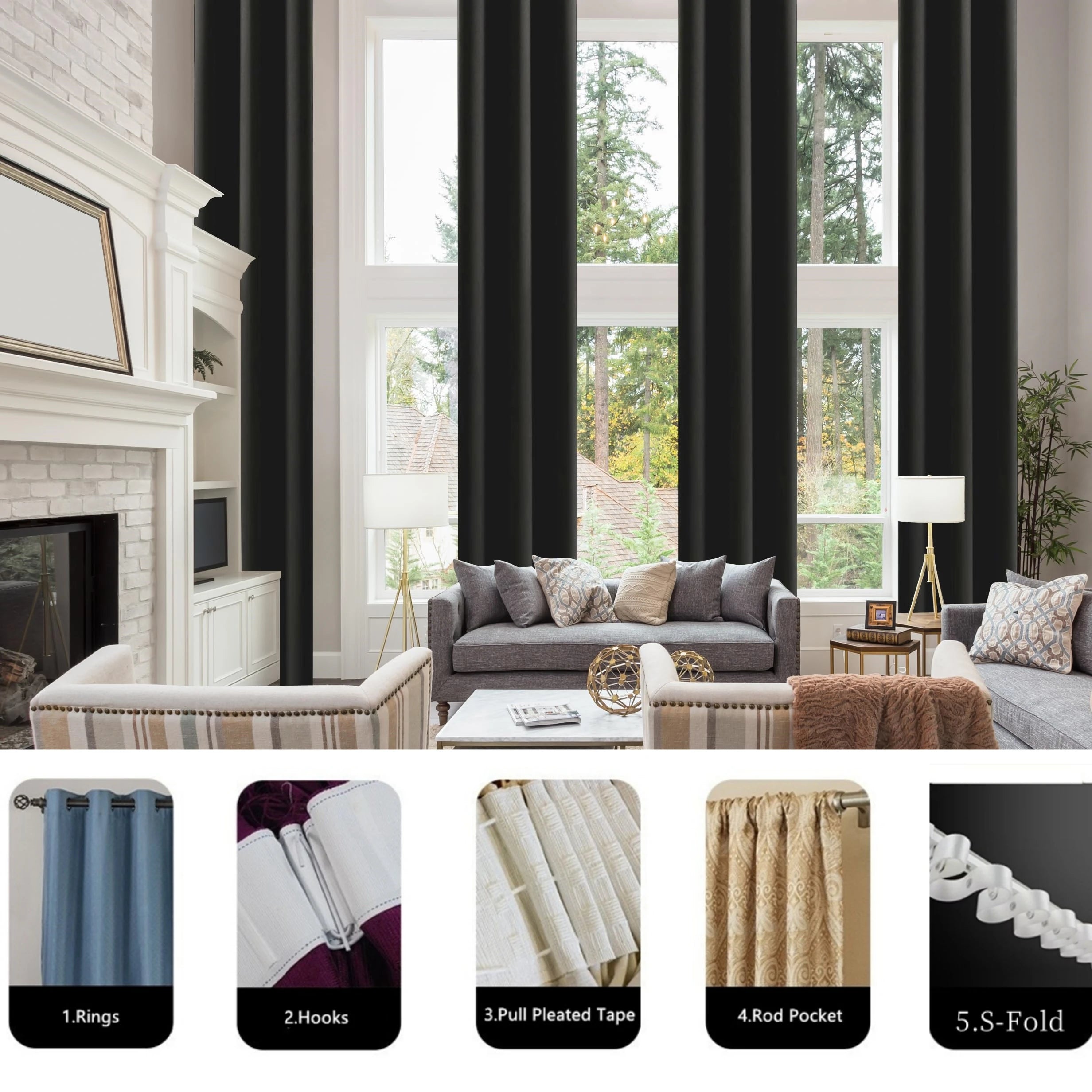 Rideau occultant extra long sur mesure style moderne - vue 4 sur 10