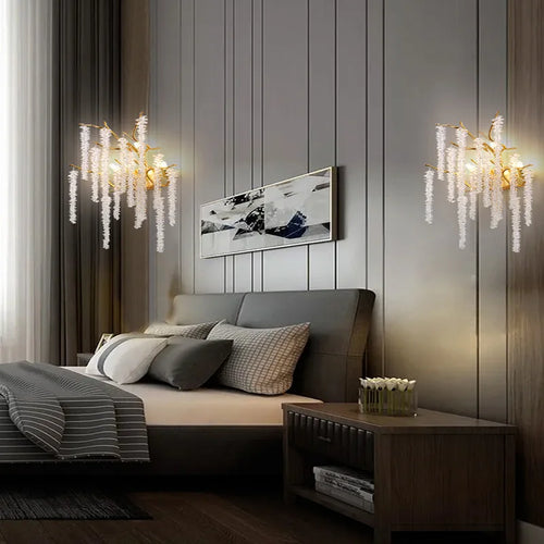 applique murale led moderne design art déco en cristal