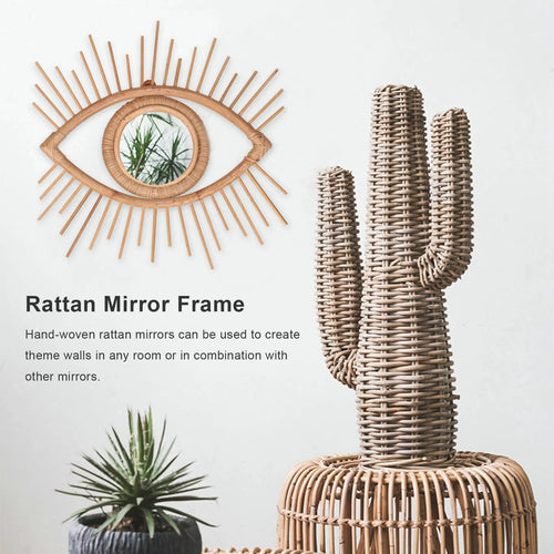 cadre décoratif en rotin en forme d'œil pour miroir - vue 2 sur 6