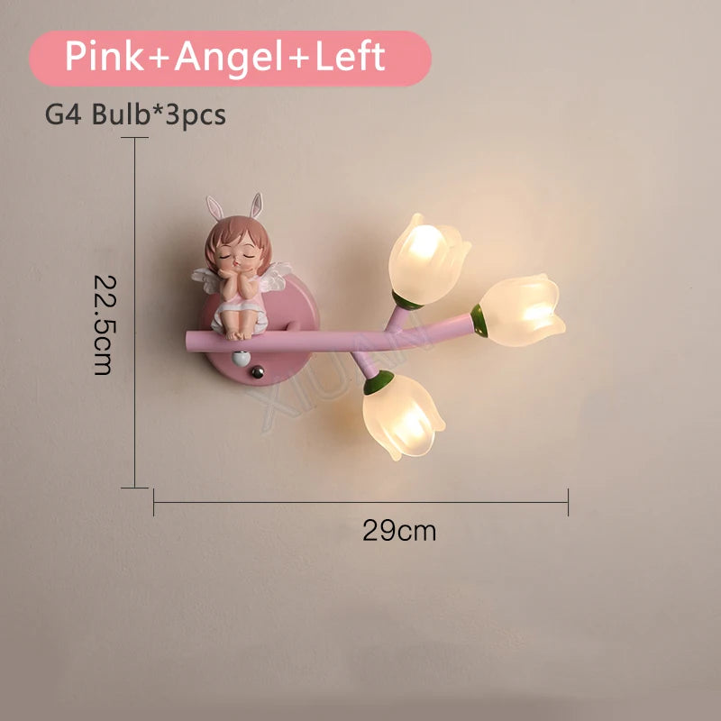 applique murale led g4 fille lapin fleur pour enfants - vue 8 sur 22