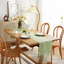 Chemin de table bohème rustique tressé franges rayures
