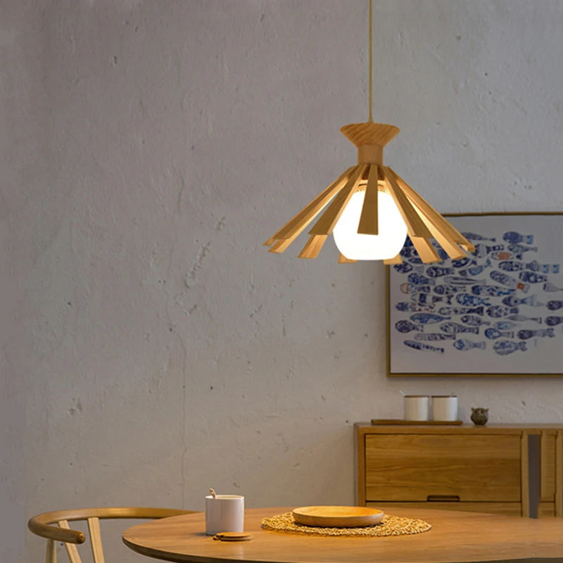 suspension nordique à led en bois pour décoration intérieur 2024 - vue 3 sur 8