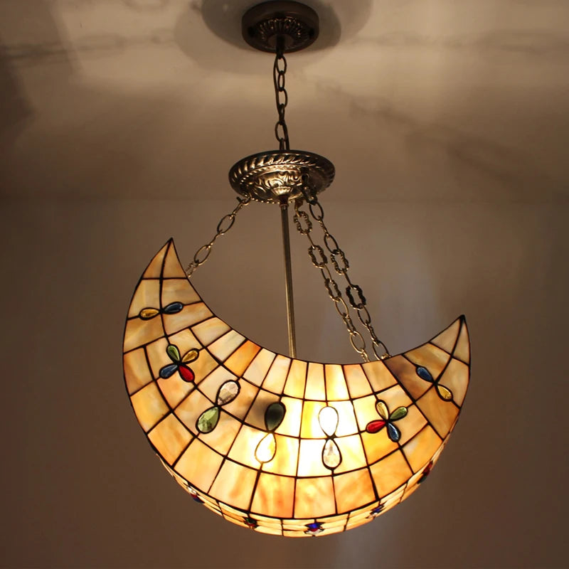 suspension créative en verre teinté forme de lune décorative intérieure - vue 2 sur 6