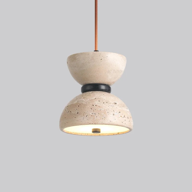 lampe de chevet en travertin style japonais wabi-sabi décoration moderne - vue 2 sur 7