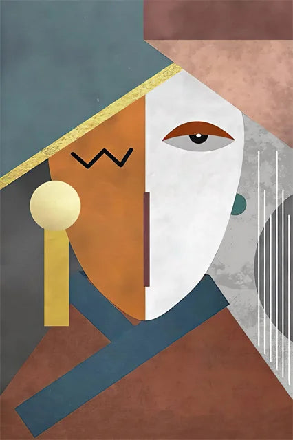 art mural abstrait avec personnages modernes pour décoration intérieure