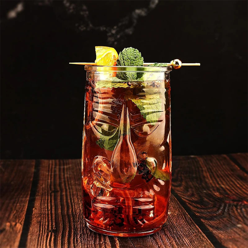Mug tiki en verre transparent style bar cocktail - vue 3 sur 7