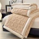 plaid polaire épais motif coeur hiver canapé lit