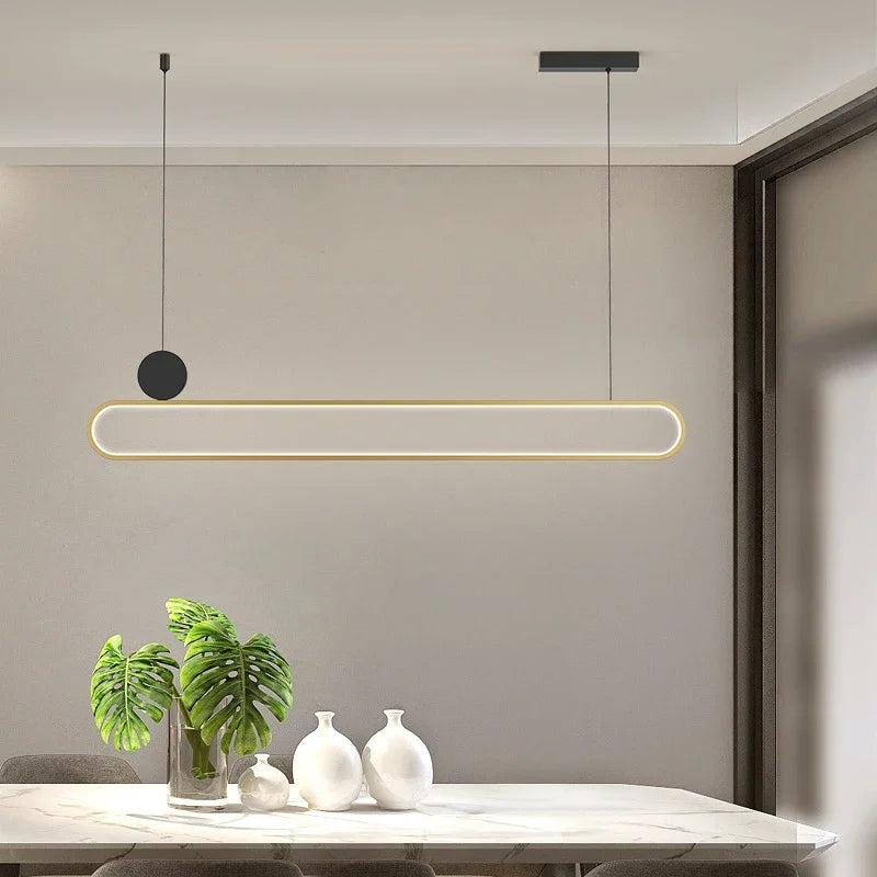 Modern and simple LED dining room chandelier, Nordic gold living room, kitchen lights, bar, meeting room decorative lighting - vue 4 sur 16