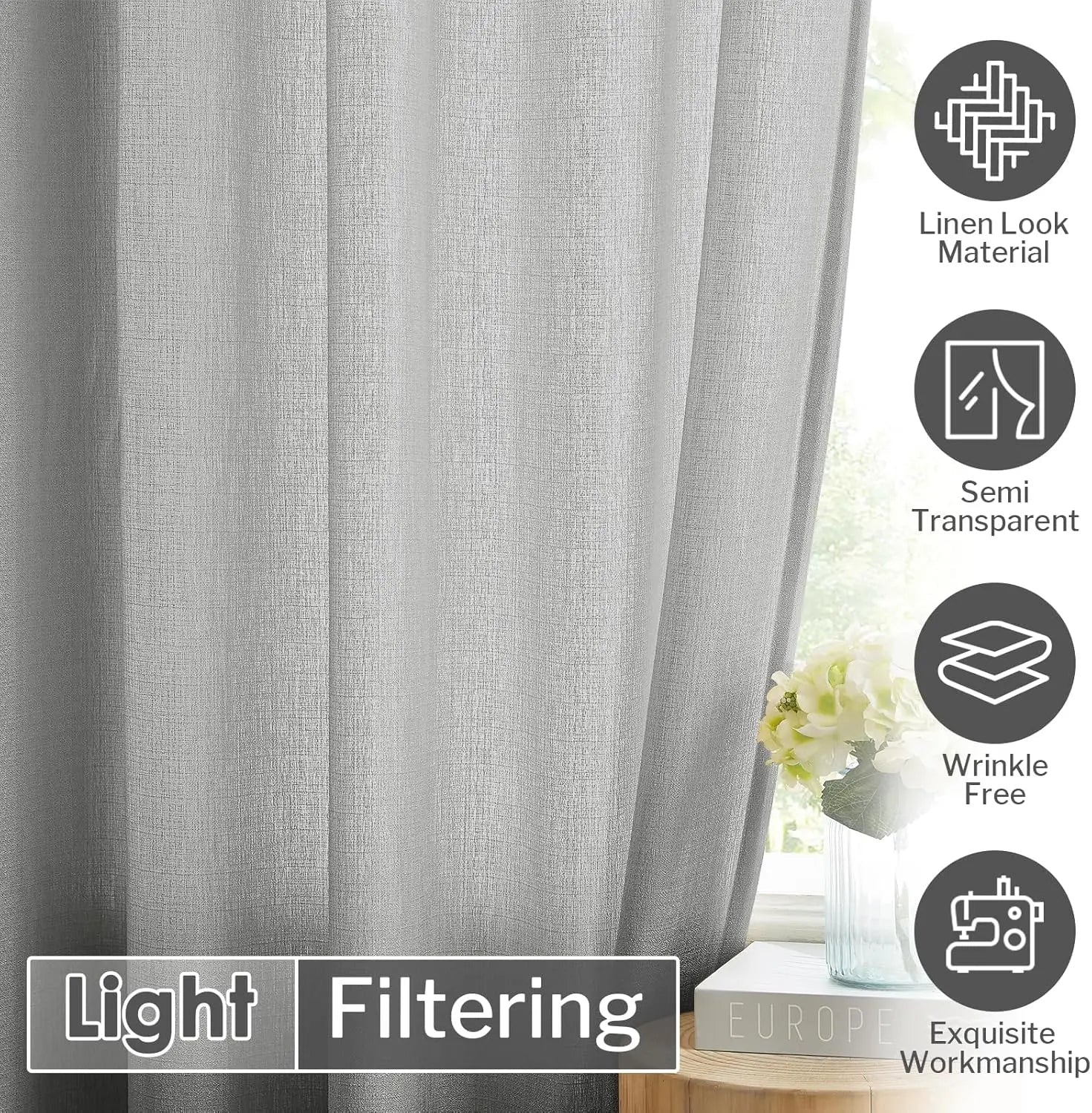 Voilage tulle uni sur mesure pour chambre salon - vue 9 sur 9