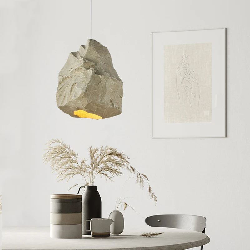 lustre nordique fait main imitation pierre style wabi sabi - vue 4 sur 7