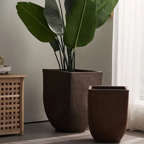 pot de fleurs en argile carrée pour jardin extérieur avec plantes respirantes - vue 5 sur 9