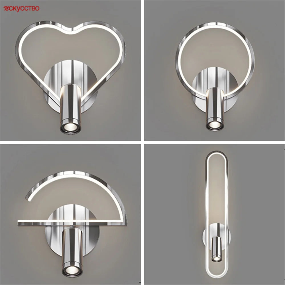 applique murale à led moderne en chrome pour intérieur design - vue 2 sur 16