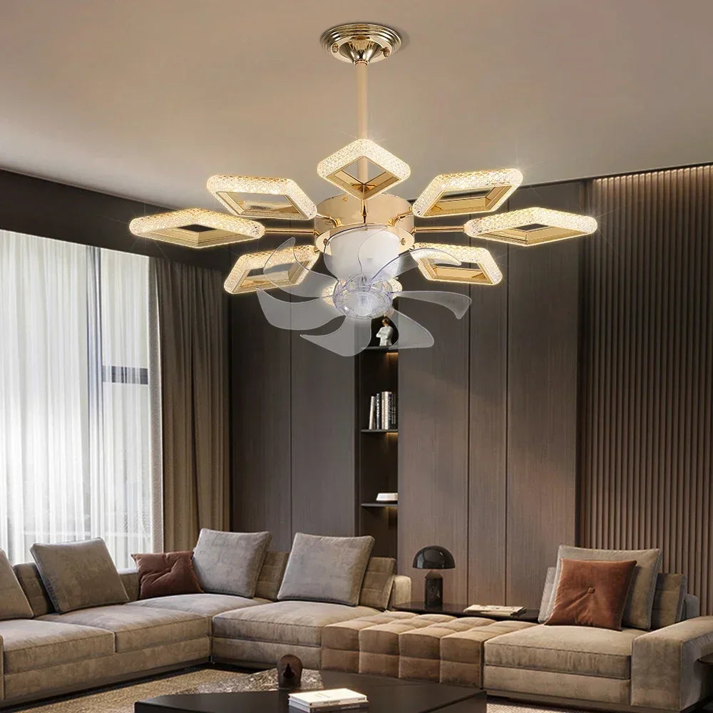 ventilateur de plafond led cristal artpad avec télécommande dimmable - vue 3 sur 8